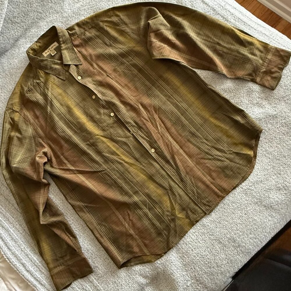 Tommy Bahama Long Sleeve 100% Silk Button-Down Shirt ~ Size XL